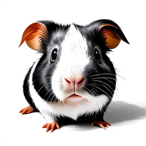 cute american guinea pig face water color tattoo design idea