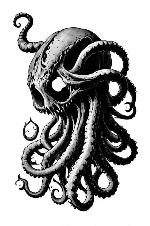 necronomicon symbol with tentacles tattoo design idea