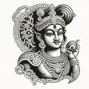 lord Krishna with sudarshan chakra surrounded tattoo design idea