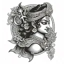 lord Krishna with sudarshan chakra surrounded tattoo design idea
