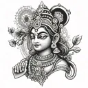 lord Krishna with sudarshan chakra surrounded tattoo design idea