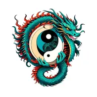dragon holding ying yang sphere tattoo design idea