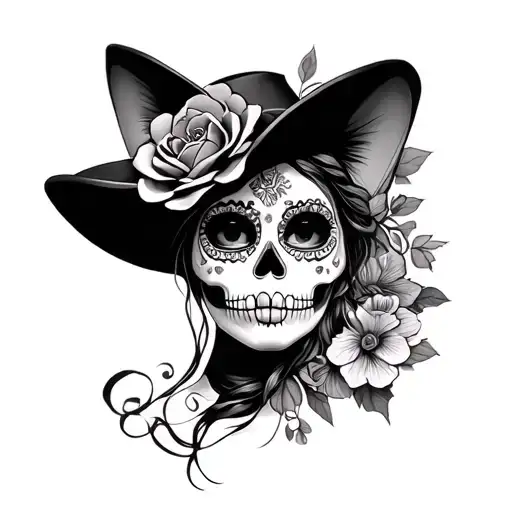 Mexican Catrina tattoo design idea