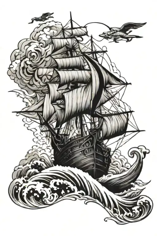 compas neptun waves Ship tattoo design idea