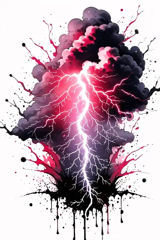 "I am the storm" "I am the storm" a soft lightning storm. include the storm cloud. make the lightning extend down the arm. use pinks and purples tattoo design idea