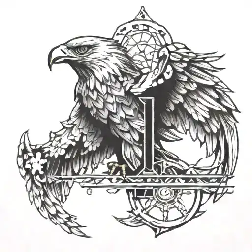destiny + eagle+ karma + focus tattoo design idea