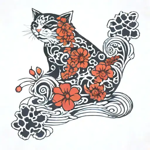 cat and dog paw print tattoo design idea