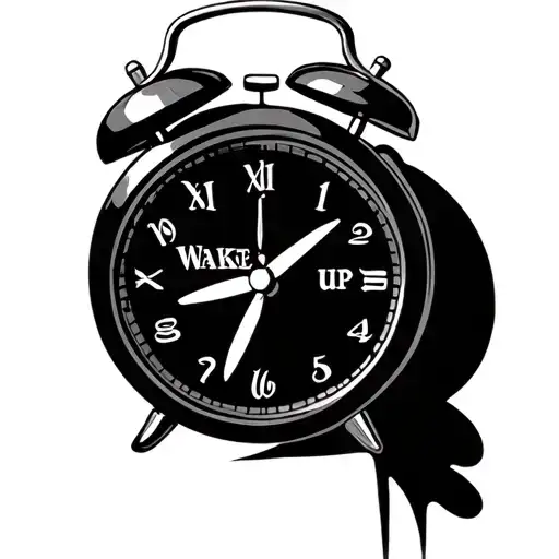 alarm clock that says wake up tattoo design idea
