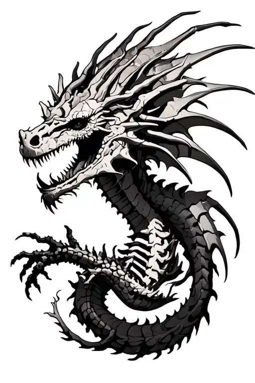 shiryu skeletal dragon tattoo design idea