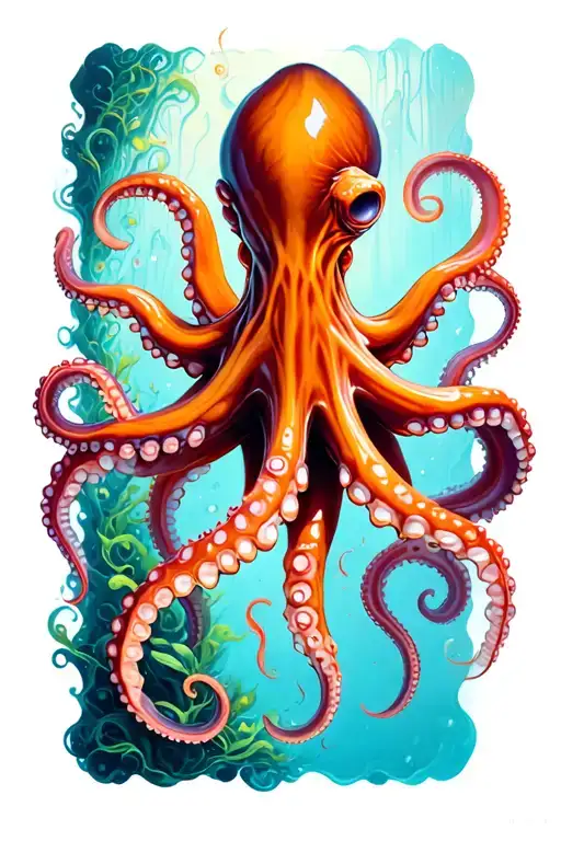 Octopus climbing tattoo design idea