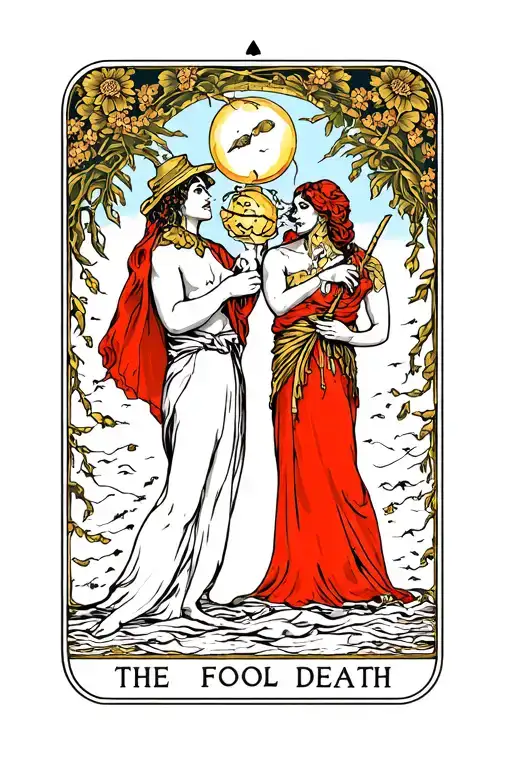 tarot fool lovers and death tarot card tattoo design idea