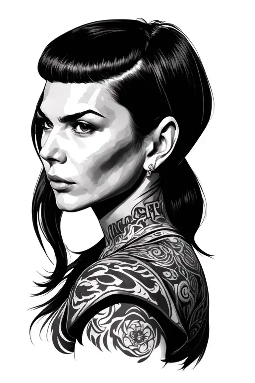 woman with spock mullet tattoo design idea