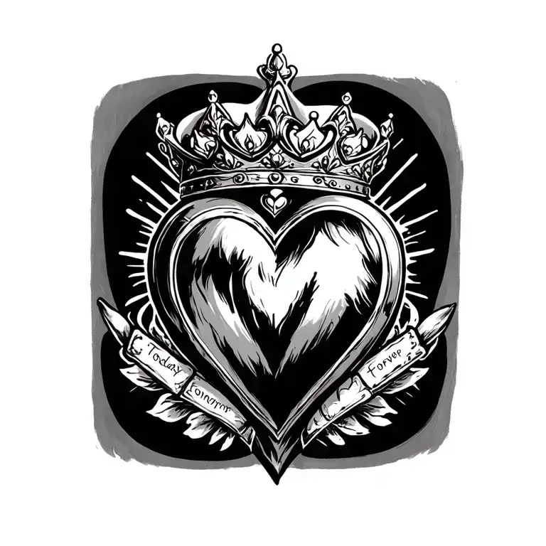 224 Today Tomorrow Forever king of heart tattoo design idea
