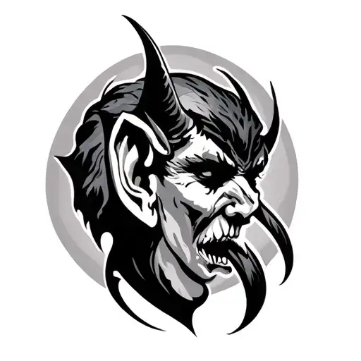 devil whispering ear tattoo design idea