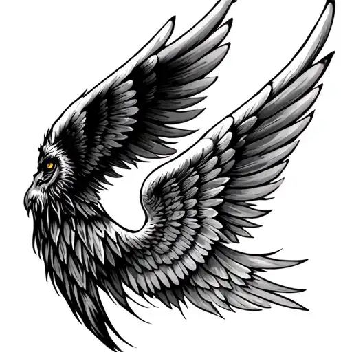 Angel wing and aerosmith tattoo design idea