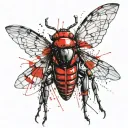 a design of a cicada shedding its exoskeleton, symbolizing rebirth and transformation tattoo design idea