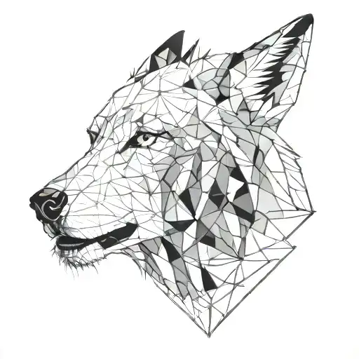 Wolf face geometric design tattoo design idea