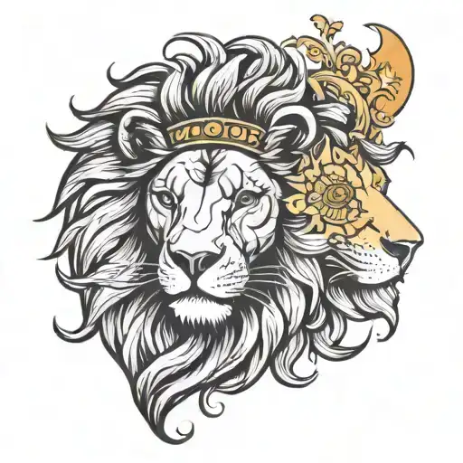 lion and Sun  tattoo design idea