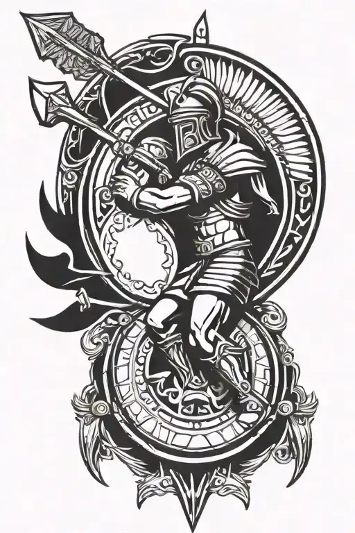 greek hoplite spear shield tattoo design idea
