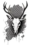 elk skull honeycomb sleeve tattoo design idea