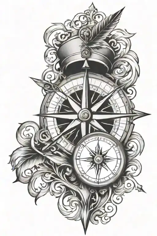 Compass and arrow going vertical tattoo design idea