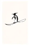 penguin surfing wave tattoo design idea