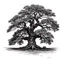 moss covered live oak tree tattoo design idea