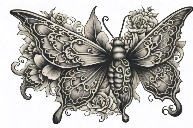 memorial tattoo of love ones forming a butterfly tattoo design idea