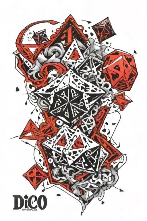 dice d20  deathly hallows zodiac sign pisces tattoo design idea