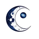 moon sexy around tit with spiral galaxy tattoo design idea