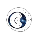 moon sexy around tit with spiral galaxy tattoo design idea