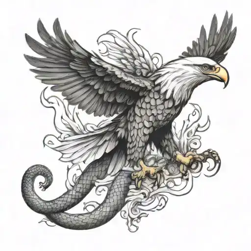 eagle attacks snake Realistic tattoo design idea