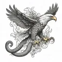 eagle attacks snake Realistic tattoo design idea