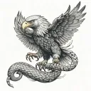 eagle attacks snake Realistic tattoo design idea