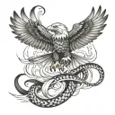eagle attacks snake Realistic tattoo design idea