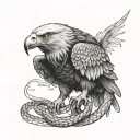 eagle attacks snake Realistic tattoo design idea