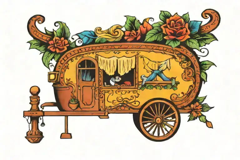 Gypsy Caravan tattoo design idea