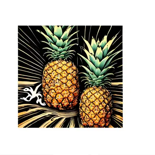 upside down pineapple tattoo design idea