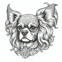 Generate unique tattoo for a French Creole, flour de kid, with Leo Zodiac who loves Cavalier King Charles Spaniels tattoo design idea