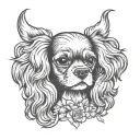 Generate unique tattoo for a French Creole, flour de kid, with Leo Zodiac who loves Cavalier King Charles Spaniels tattoo design idea