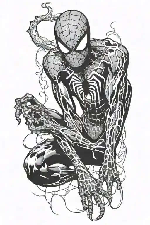 Spider Man with  symbiote tattoo design idea