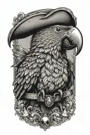 parrot with pirate hat and eye patch  tattoo design idea