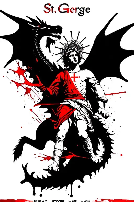 "St. George Pray for Us" Saint george slaying the dragon tattoo design idea
