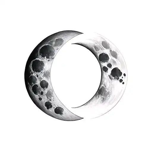 waxing gibbous moon next to waxing crescent moon tattoo design idea