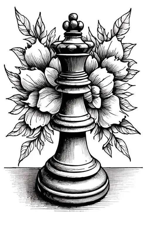 queen chess piece tattoo design idea