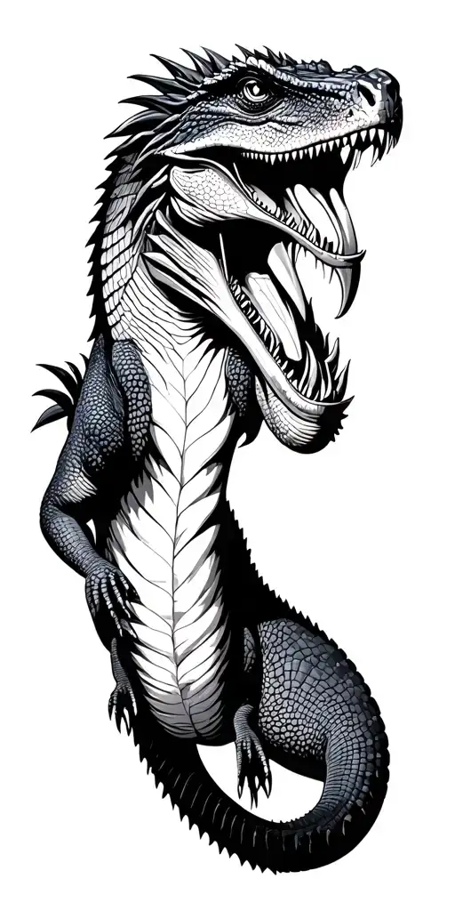 Komodo dragon travelling in a jungle. include vacant spaces for times and dates tattoo design idea