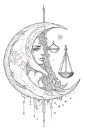 moon and justice intertwined cybersigilism design inspired tattoo design idea
