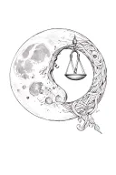 moon and justice intertwined cybersigilism design inspired tattoo design idea
