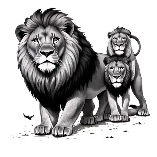 Father And Son Lion tattoo design idea