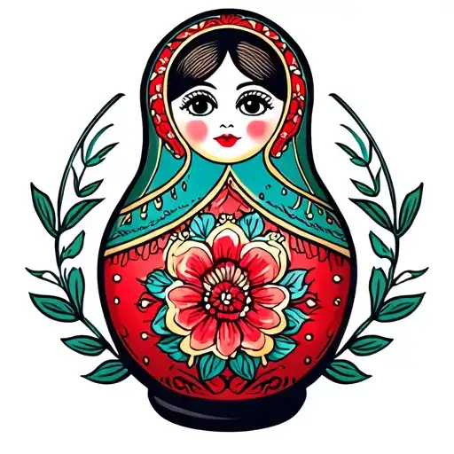 russian doll midle finger upp showing thung tattoo design idea